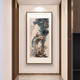 Xuanmutang entrance decorative painting New Chinese style ink landscape painting hanging painting study living room tea room corridor aisle entrance landscape painting Zhang Daqian <Landscape Tune> Finished product width 70cm * height 140cm Indonesian Sapele (mortise and tenon rounded corners)