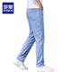 
Romon high-end light blue ice silk jeans men's summer thin tensile straight men's pants new summer pants men's casual light blue 9767 33