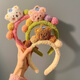 Plush cute bear hair hoop hair face wash special hair hoop for women autumn and winter hair bundle headband mask makeup headwear green color