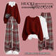 G.duck girl's New Year's shirt wear Ankola red snake year animal year sweater shirt wide-leg pants three-piece suit three-piece red knitted sweater + white shirt + red plaid 165 cm XL size 120-135 Jin Jin is equal to 0.5 kg