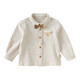 DAVE&BELLA pure cotton boys' shirts, college style children's long-sleeved shirts, spring clothes, new children's tops, boys' baby clothes, light khaki, in stock, 100 cm (recommended height 90-100cm)