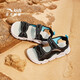 ANTA Children's Sandals Universal Big Children's Shoes 2025 Summer New Velcro Outdoor Baotou Soft Elastic Beach Shoes Black/Lake Blue-3 39