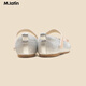 马·拉丁（M.Latin）24春女童大童蝴蝶结公主皮鞋12401S406X 银色 30