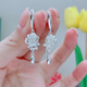 RSRDDY Lao Phoenix Pure Silver 9999 Cubic Water Drop Rose Earrings Women's Pure Silver Earrings for Mom and Wife Earrings Pure Silver Rose Peony Tassel Earrings Lao Fengxiang's Same Style 4.58 Grams with Counter + Certificate