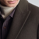 Angel Bird Men's Wool Coat Business Formal Patch Collar Wool Coat KEBS243032U Walnut Brown 48