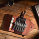 Liner (non) mini leather key bag universal large capacity for men and women Single button-brown