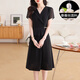 Ehangy国际大牌女装轻奢高端连衣裙夏季新款时尚百搭洋气减龄感裙子 黑色【高端礼盒】 XL