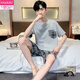 Modal summer short-sleeved shorts for men's pure cotton thin pajamas for outdoor casual sports home clothing large size suit 9922 L