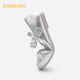 Balabala children's shoes girls princess shoes 2025 new spring and autumn soft-soled performance shoes ballet style shoes bow ash silver 20301 27 (foot length 16.3-16.7/inner length 17.7)