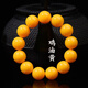 Fat Donglai's same style natural beeswax bracelet single circle full of honey chicken fat yellow for men and women, Russian amber old honey round beads, 20mm large chicken fat yellow, 12 beads in a string