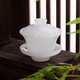 White jade glazed tea set home gift teapot master cup tureen tea tray ice type three-cai tureen for guests White jade glazed three-cai tureen-140ml