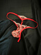 Men's fully transparent embroidered hollow one-thread seamless underwear low-waist thong seductive niche hot T-pants red one size 100-150