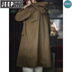 JEEP SPIRIT Jeep Workwear American Retro M51 Brushed Hooded Windbreaker Military Style Loose Cotton Mid-Length Jacket Men's Autumn Brown Loose Too Large L