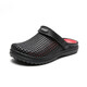 Jiaojing men's extra-large slippers hole shoes men's summer slippers special non-slip men's sandals toe slippers FG9856 black and red 39