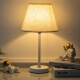 Zhewe -Schlafzimmer Nachttisch Lampe Internet Promi Dimming Tischlampe Moderne einfache Lernlampe ED -Fernbedienung Hochzeitslampe SN694 Kleine weiße Leinen + gelbe LED -LED -Lampe [V Model] Dimmschalter