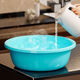 New round household washbasin, thickened bathroom, kitchen, laundry, vegetables, foot bath, dormitory footbath, lake blue, small size, diameter 23CM