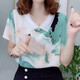 Rongxitu Camisa de gasa suelta de Rongxitu para mujeres de manga corta Summer Top Breathable Breatable Green 838 Modelos XL recomendado 85-110Jin [Jin iguala 0.5 kg]