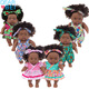 Zododo African black doll cute doll comfort baby sleeping doll vinyl reborn fake doll children's toy girl Q81004C blue and green picture overalls 1m