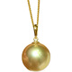DL 1998 Fat Donglai same style South Sea pearl pendant natural sea water gold beads melon seed buckle 18k gold clavicle chain thick gold strong light 11-12mm (default with gold silver chain)