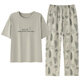 LangSha 2025 new pajamas for women summer short-sleeved trousers can be worn outside casual home clothes suit YZT9721 M Recommended 80-100Jin Jin equals 0.5kg to wear