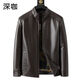 Pierre Cardin Spring and Autumn New Haining Leather Jacket Men's Middle-aged Dad Sheepskin Men's Casual Large Size Leather Jacket Jacket Leather Jacket Stand Collar Black L Recommended 120-140 Jin Jin equals 0.5 kg