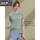 JEEP SPIRIT Jeep yoga clothing women's quick-drying summer sports casual tops short-sleeved t-shirt running Pilates training loose KJF237 bean green XL