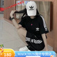 阿迪达斯（adidas）三叶草刺绣运动套装夏季男女同款短袖宽松两件套休闲短裤情侣圆领 9889白色短袖  L（90-110斤）