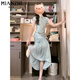 Cotton New Chinese Cheongsam Spleißkleid für Frauen im Sommer 2025 Neues kleines Verschmutzungstemperament Schlanker chinesischer Stil langes Kleid 6173 Bildfarbe [hohe Qualität 58] S 80-90Jin [Jin ist gleich 0,5 kg]