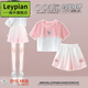 Leypian国际品牌进口童装女童夏季新款多巴胺短裤套装2025时髦夏装可爱风 18470渐变紫色+9889白色[套装/ 160 cm