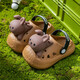 Eltern-Kind-Stil Kinderlochschuhe für Jungen und Mädchen dreidimensionales Kaninchen Anti-Rutsch-Slip Ultra-auf-dick-Soled Home Outdoor Baby Sandalen Schwarz 28 innere Länge 18 cm