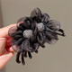 Xiangwan Hair Clip Flower Gauze Clip Women's Hair Volume Hair Clamp Back of Head Hair Clip Shark Clip Hair Accessory Black