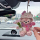 Yusenyi cute little bear car hanging decoration rearview mirror decoration ornament keychain bag hanging creative best friend gift rabbit clip scarf white sweater hug pink flower female bear - car