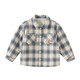 DAVE&BELLA children's shirt autumn and winter new boys plaid shirt baby boy plus velvet coat children's long-sleeved top blue gray plaid ready stock 150 cm (recommended height 140-150cm)