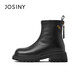 Zhuoshini boots thick heel versatile classic British style round toe short boots slimming women's fashion boots black 38