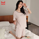 MiiOW Modal Pajamas for Women Winter New Thin Style with Padded Short Sleeves Large Size Cotton Silk Home Clothes with Hair Tie Rice Apricot Gray L
