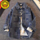 G.duck boys denim shirt 2025 spring and autumn new children's long-sleeved casual jacket student shirt cardigan outer top blue jacquard 160 recommended to wear around 1.5 meters tall