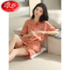 浪莎2025年新款睡衣女夏纯棉短袖短裤春秋款夏天夏款可外穿家居服套装 CKE-6167 M码(80-100斤) 均码