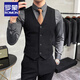 ROMON Slim Suit Vest Suit Male Wedding Groomsmen Group Dress Business Casual Large Size Work Wear Vest Top Black Single Vest M