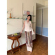 
Inside and Outer 2025 spring minimalist design v-neck lace asymmetric slant plaid temperament vest 13792 apricot S