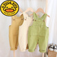 G.DUCKKIDS baby overalls jeans spring and autumn baby boys 3 girls 1-2 years old fashionable autumn clothing pure cotton outer trousers single trousers embroidered bear beige 90 cm