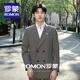ROMON men's suit suit double-breasted groom wedding dress business formal high-end banquet host suit for men black suit + shirt + pants XL 151-165Jin Jin equals 0.5 kg