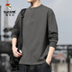 Woodpecker men's sweatshirt 2025 new spring and autumn long-sleeved T-shirt men's high-end heavyweight cotton Henry collar bottoming shirt men's gray L