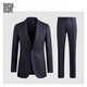 BG GLAMURB light luxury brand men's business suit suit men's wool herringbone black navy groom's wedding high-end suit herringbone black navy 1336 42