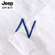 JEEP SPIRIT men's cotton linen lapel short-sleeved T-shirt loose shirt collar top with neckline T-shirt linen summer clothing yunyi-9711 white M