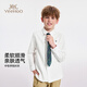 YEEHOO boys' shirts, children's shirts, medium and large children's clothing, pure cotton tops, long-sleeved college style spring clothes, white 165
