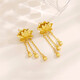 KZD Old Phoenix Gold Store Style Ancient Tassel Lotus Yellow I Gold Earrings Wedding Lotus Lotus Gold Earrings 18K Ring Pair of Lao Fengxiang Same Style