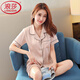 Langsha High-End Ice Seide Pyjamas Frauen kurzärmelige Kurzfilme zweiteiler Anzug Sommerdünn-Strickjacke Real Home Clothing 3899 Hellgrau M (85-100jin [Jin gleich 0,5 kg])
