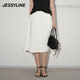 Jessy line2025夏季专柜款 杰茜莱白色中长款半身裙女 524112716 白色 XS