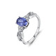 Fat Donglai's same style tanzanite ring MODIANS 925 silver light luxury tanzanite blue with diamonds for women retro distressed beauty light luxury tanzanite blue ring US size 5 (49mm)