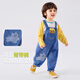 Dudujia children's denim overalls autumn clothing boys versatile woven pants girls autumn loose casual pants cartoon children's clothing denim blue 100